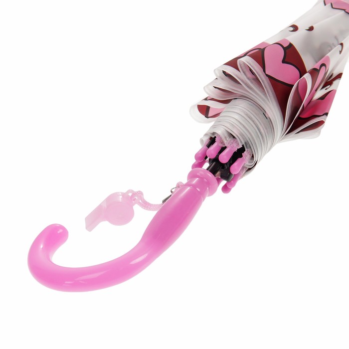 Зонт-трость "Принцесса", полуавтоматический, со свистком, R=42см, цвет розовый