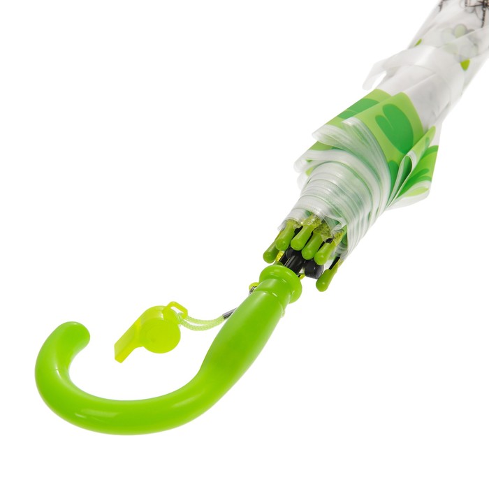 Зонт-трость "Лягушата", полуавтоматический, со свистком, R=41,5см, цвет зелёный