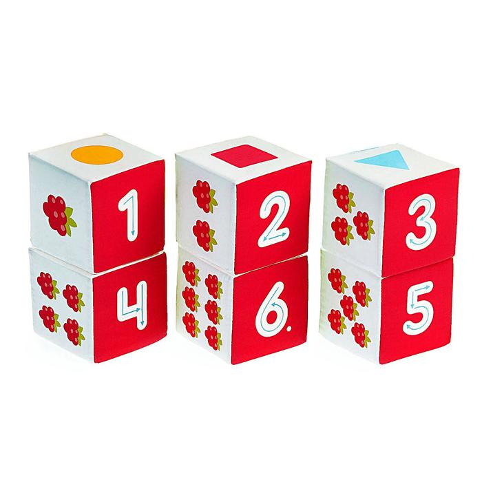 Набор мягких кубиков "Малышарики: учим формы, цвет, счёт"