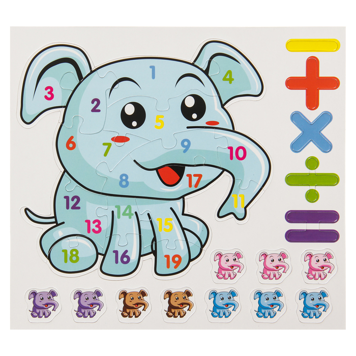 Набор магнитов с магнитным пазлом "Слоник учится считать"