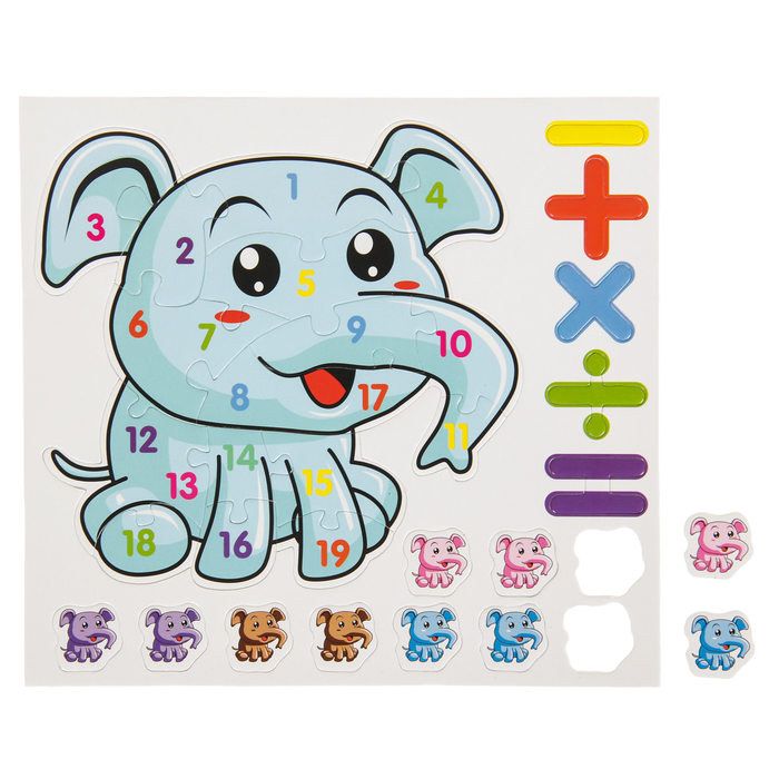 Набор магнитов с магнитным пазлом "Слоник учится считать"