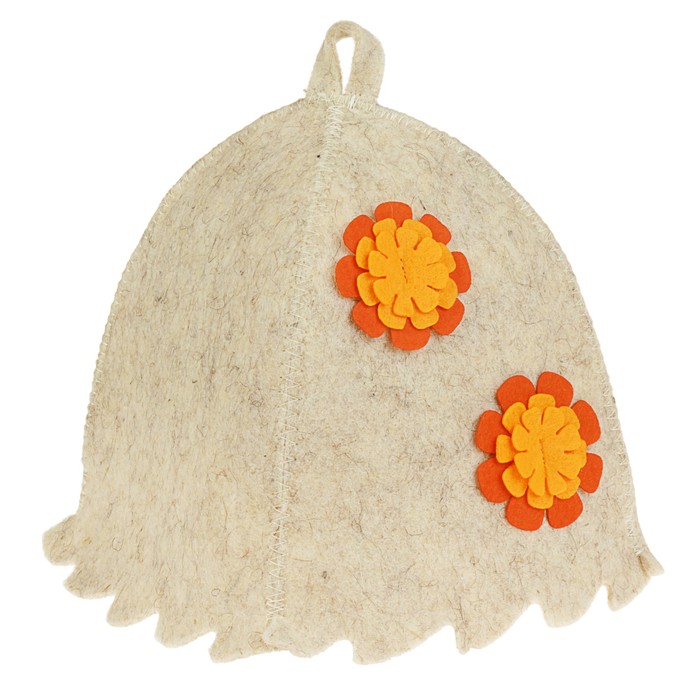 Шапка банная женская "София" с аппликацией, белая