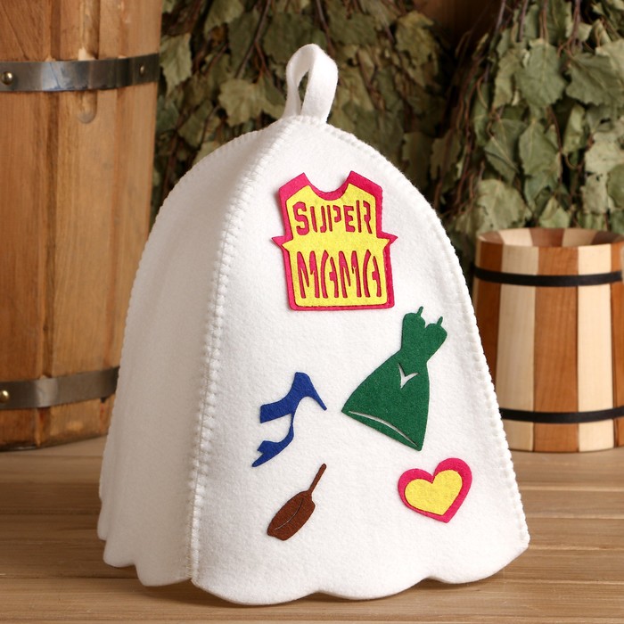 Шапка банная с аппликацией "Супермама"