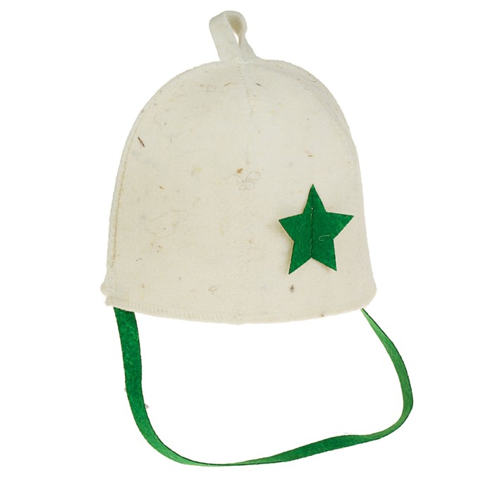 Шапка банная "Каска" с зеленой звездой, микс