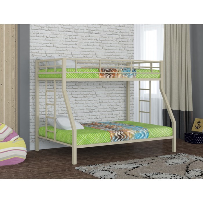 Двухъярусная кровать "Гранада", 1980х1260х1560 мм, бежевый, основание металлическое, матрас в комплект не входит