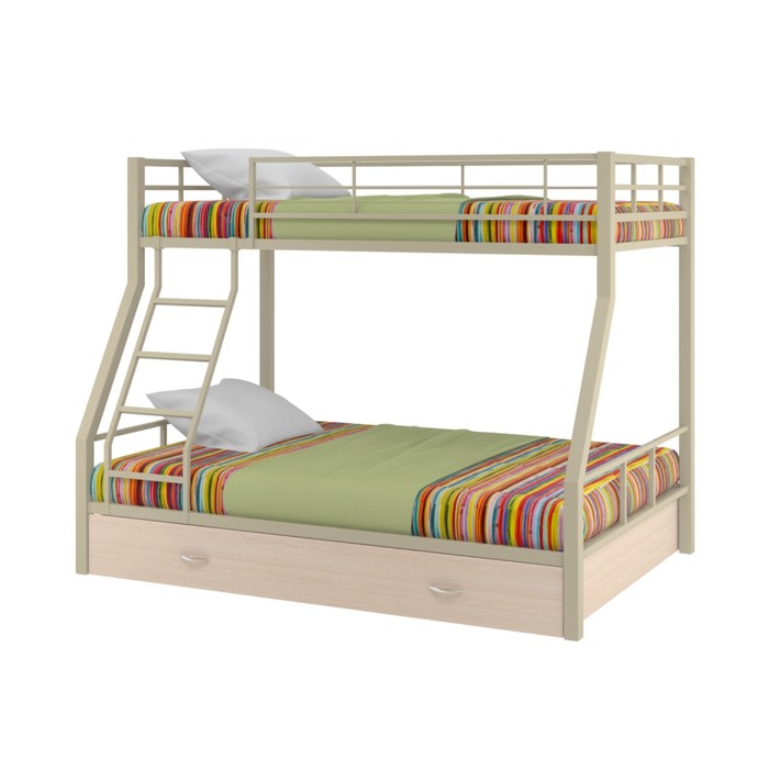 Двухъярусная кровать "Гранада 1", с ящиком, 1980х1260х1620 мм, бежевый