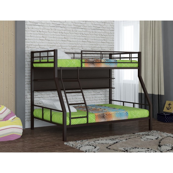 Двухъярусная кровать "Гранада 1", с полкой 1980х1260х1620 мм, коричневый