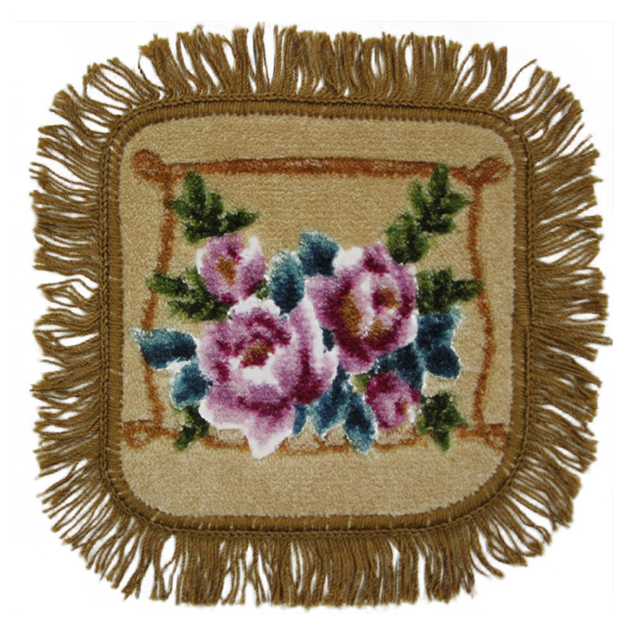 Коврик на табурет "Эссна", 33х33 см, нейлон, основа резина, бежевый, модель 001