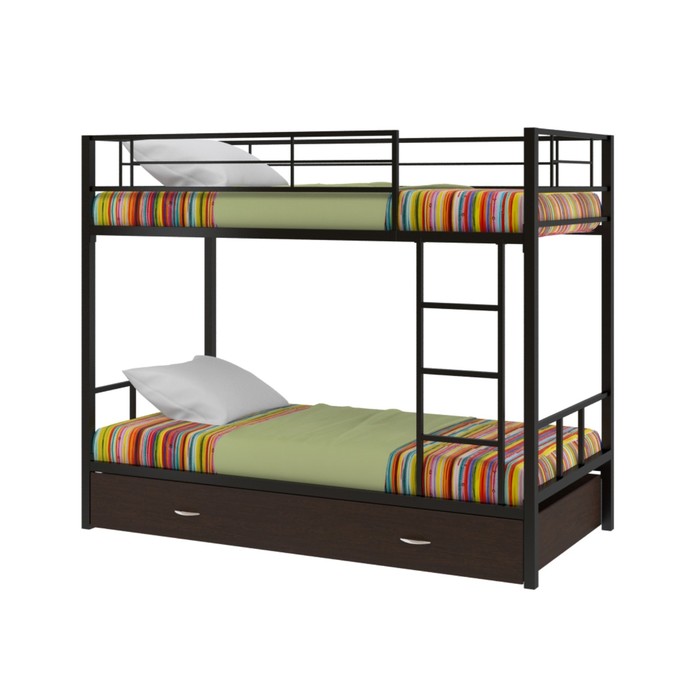 Двухъярусная кровать "Севилья 2", с ящиком, 1980х960х1620 мм, черный