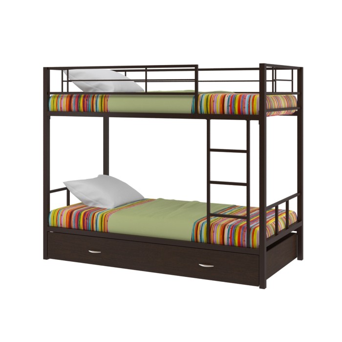 Двухъярусная кровать "Севилья 2", с ящиком, 1980х960х1620 мм, коричневый