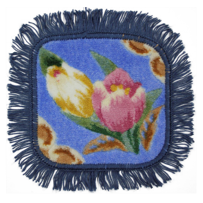 Коврик на табурет "Эссна", 33х33 см, нейлон, основа резина, синий, модель 001