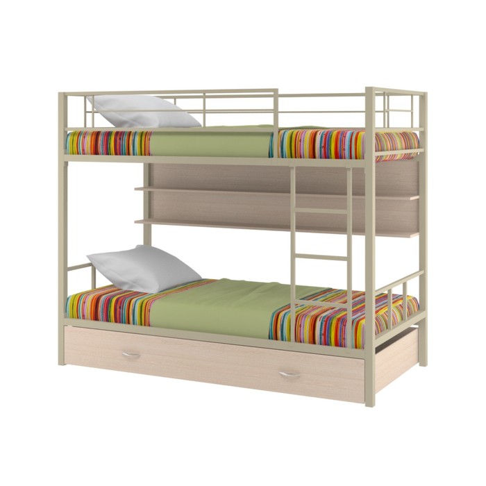 Двухъярусная кровать "Севилья 2", с полкой и ящиком, 1980х960х1620 мм, бежевый