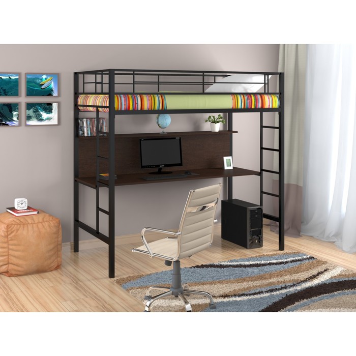 Двухъярусная кровать "Севилья 1", (сборный комплект), 1980х960х1960 мм, черный