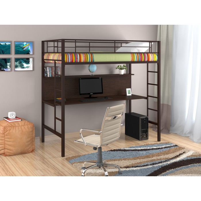 Двухъярусная кровать "Севилья 1", (сборный комплект), 1980х960х1960 мм, коричневый