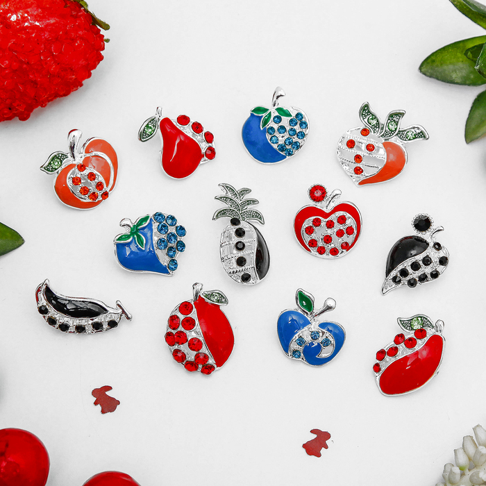 Брошь "Фрутс", форма МИКС, цвет МИКС в серебре