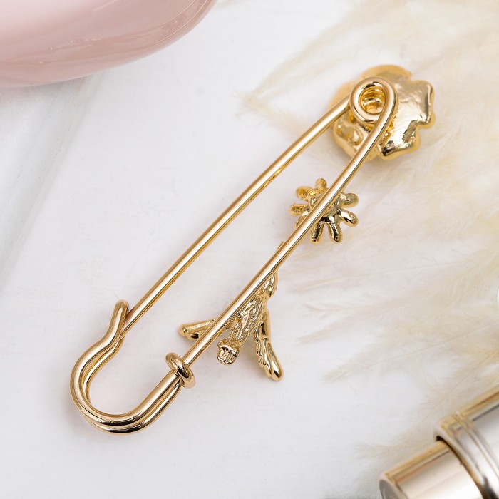 Булавка "Колибри в цветах", 6 см, цветная в золоте