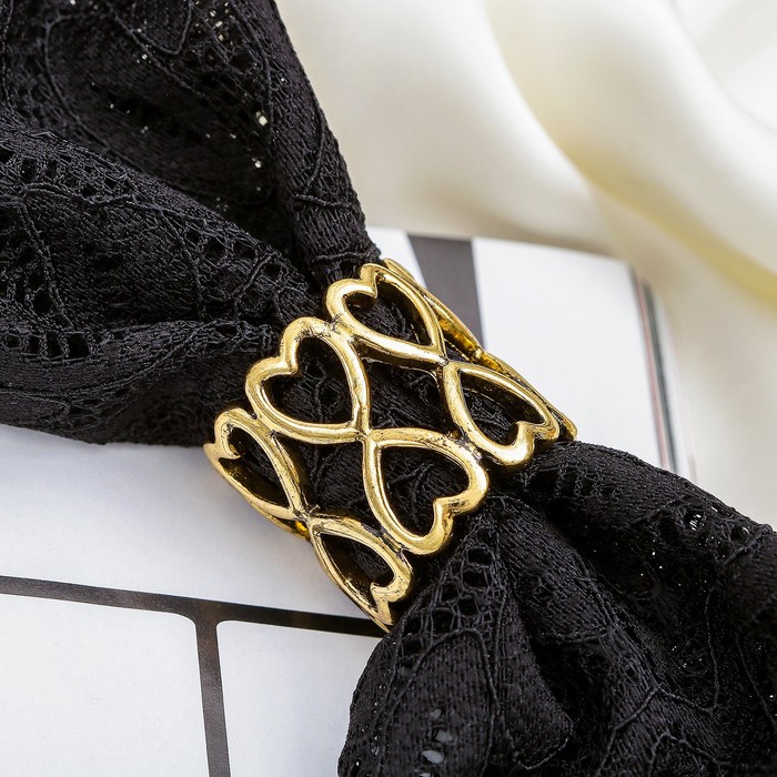 Муфта для платка "Сердечки", цвет золото