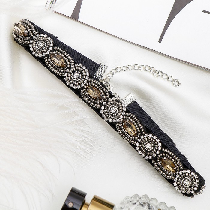 Чокер "Александрия" мерцание, цвет чёрно-серый в серебре