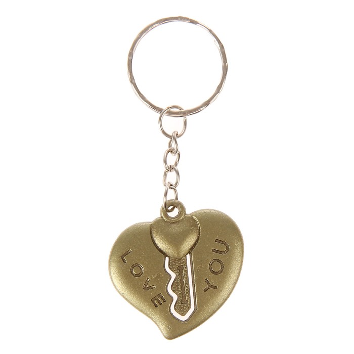 Брелок пластик под металл матовый "Сердечко с ключиком" 3,5х3 см