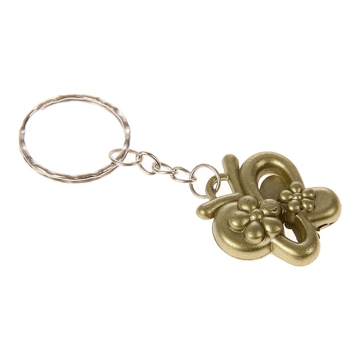 Брелок пластик под металл матовый "Бабочка в цветочках" 3х2,7х0,5 см