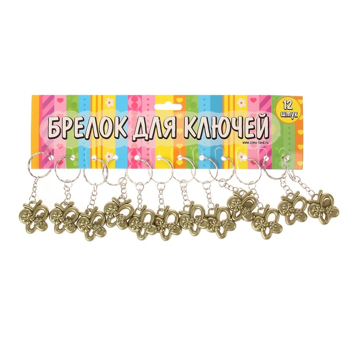 Брелок пластик под металл матовый "Бабочка в цветочках" 3х2,7х0,5 см