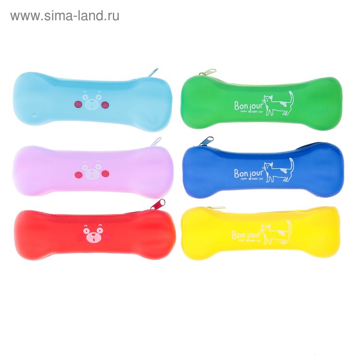 фото Пенал школьный «кость», на молнии, силиконовый, микс