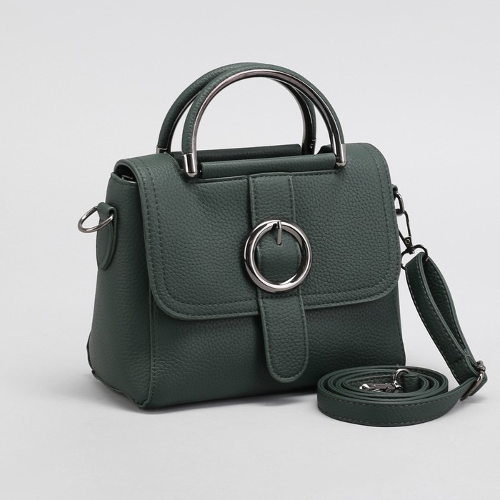 Сумка женская, отдел с перегородкой на молнии, длинный ремень, цвет зелёный