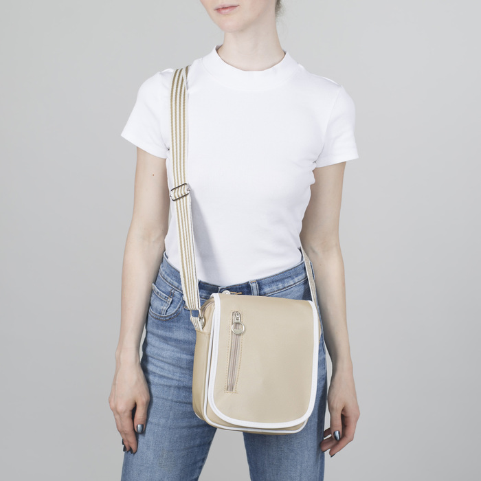 Сумка молод Стиляга, 22*8*25см, отд на молнии, 2 н/кармана, регул ремень, бежевый