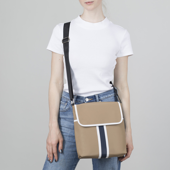 Сумка молод Мегаполис, 24*8*27см, отд на молнии, н/карман, регул ремень, бежевый