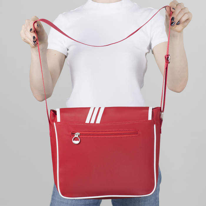 Сумка молод Сити, 24*10*27см, отд на молнии, н/карман, регул ремень, красный