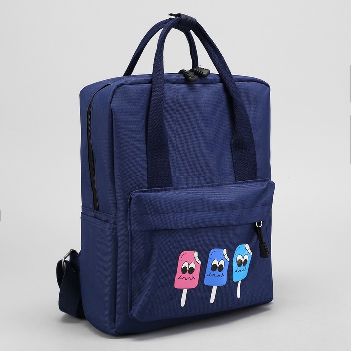Рюкзак-сумка "Мороженое", отдел на молнии, наружный карман, цвет тёмно-синий