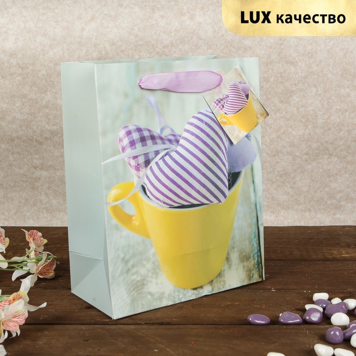 Пакет подарочный "От всего сердца", люкс, 26 х 10 х 32 см