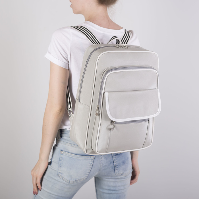 Рюкзак молодёжный "Хит", отдел на молнии, 3 наружных кармана, цвет серый