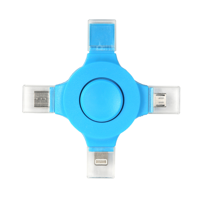 Разветвитель-спиннер для зарядки I5, I6, I7, microUSB, Type-C, провод в комплекте, микс