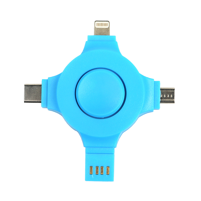 Разветвитель-спиннер для зарядки I5, I6, I7, microUSB, Type-C, провод в комплекте, микс