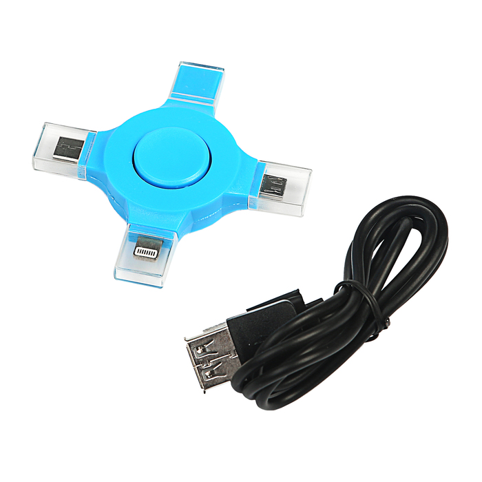 Разветвитель-спиннер для зарядки I5, I6, I7, microUSB, Type-C, провод в комплекте, микс