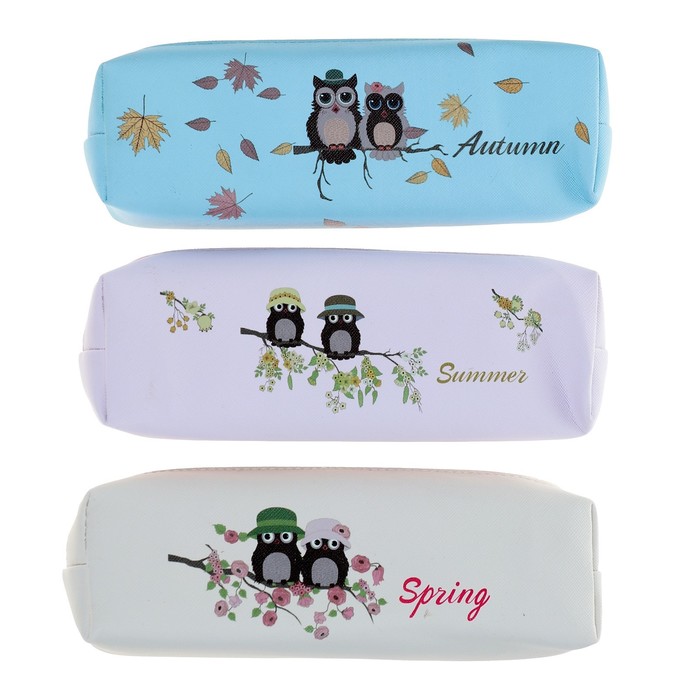 Пенал школьный на молнии МИКС Совы