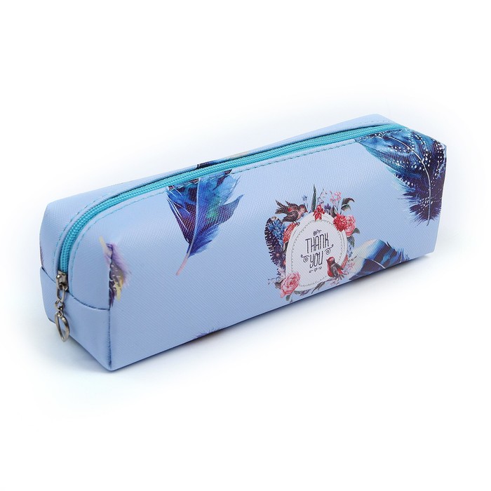 Пенал школьный на молнии МИКС Перышки