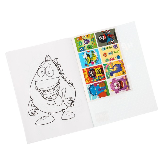 Раскраска с наклейками "Динозавры" 8 листов, 2 листа наклеек