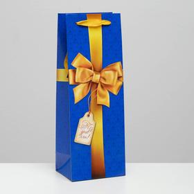 Пакет под бутылку «С бантом», 36 × 13 × 10 см