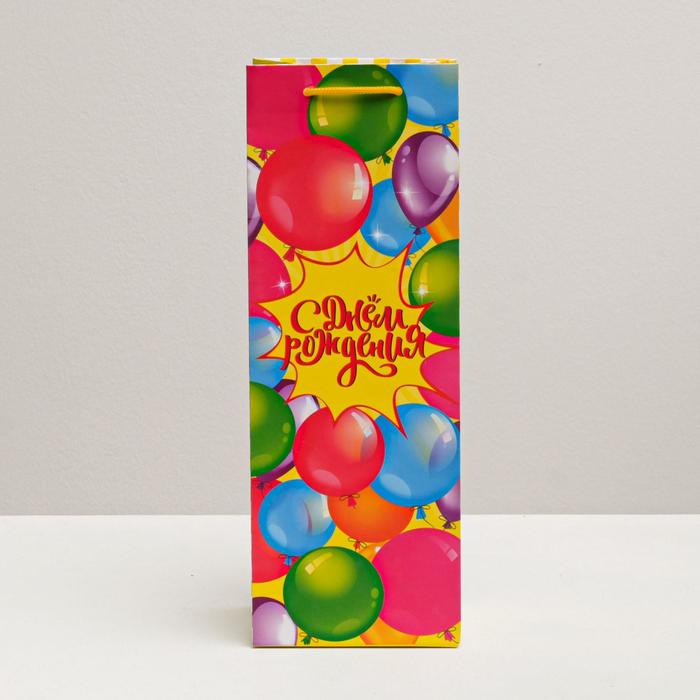 Пакет под бутылку «Шарики», 36 × 13 × 10 см