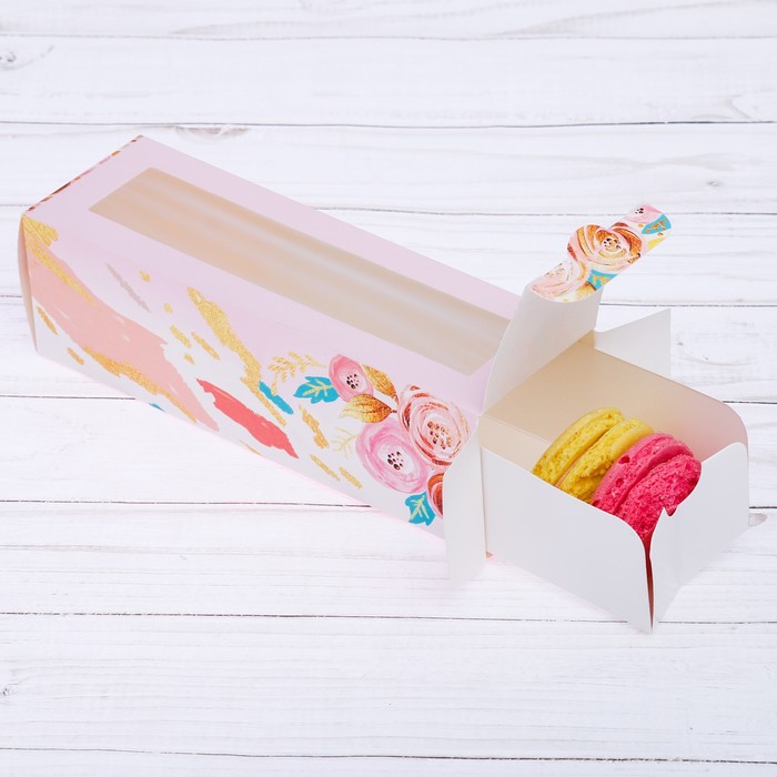 Коробочка для макарун «С Любовью», 18 х 5,5 х 5,5 см