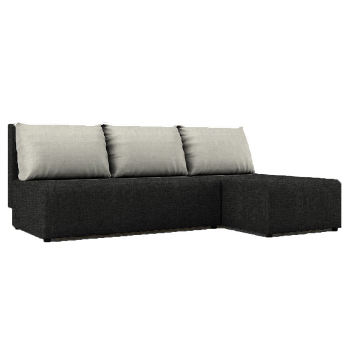 Угловой диван "Алиса", бельевой ящик, еврокнижка, ткань Арбен, цвет савана грей/милк