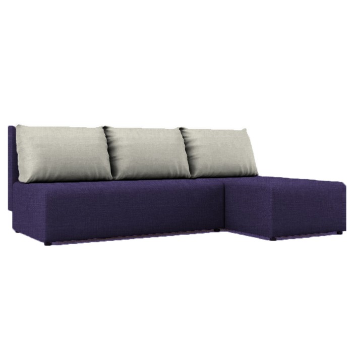 Угловой диван "Алиса", бельевой ящик, еврокнижка, ткань Арбен, цвет савана виолет/ милк