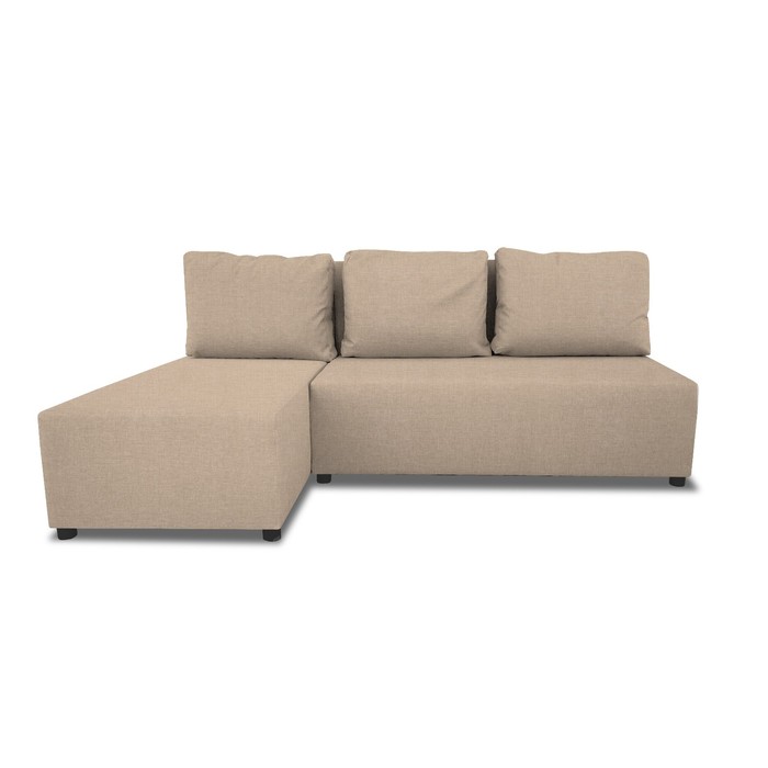 Угловой диван "Алиса", бельевой ящик, еврокнижка, ткань Арбен, цвет савана камель