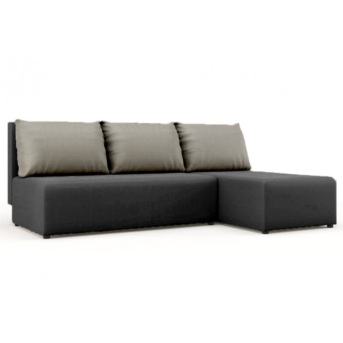 Угловой диван "Алиса", бельевой ящик, еврокнижка, ткань Арбен, цвет савана грей/лате