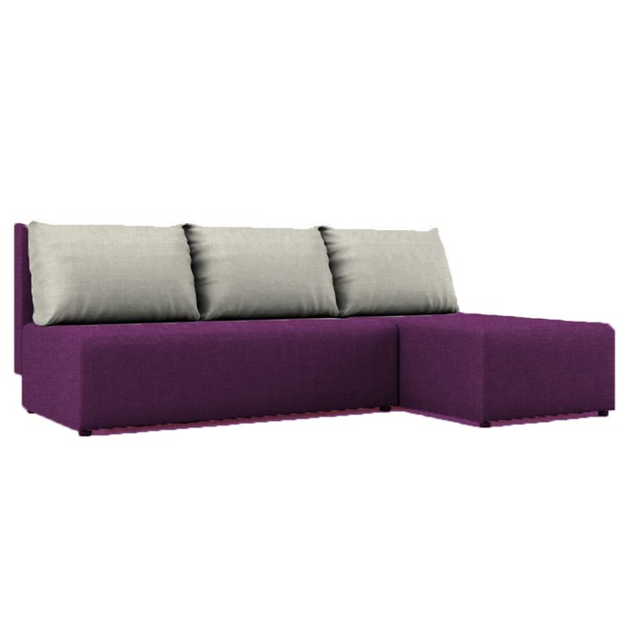 Угловой диван "Алиса", бельевой ящик, еврокнижка, ткань Арбен, цвет савана бери/милк