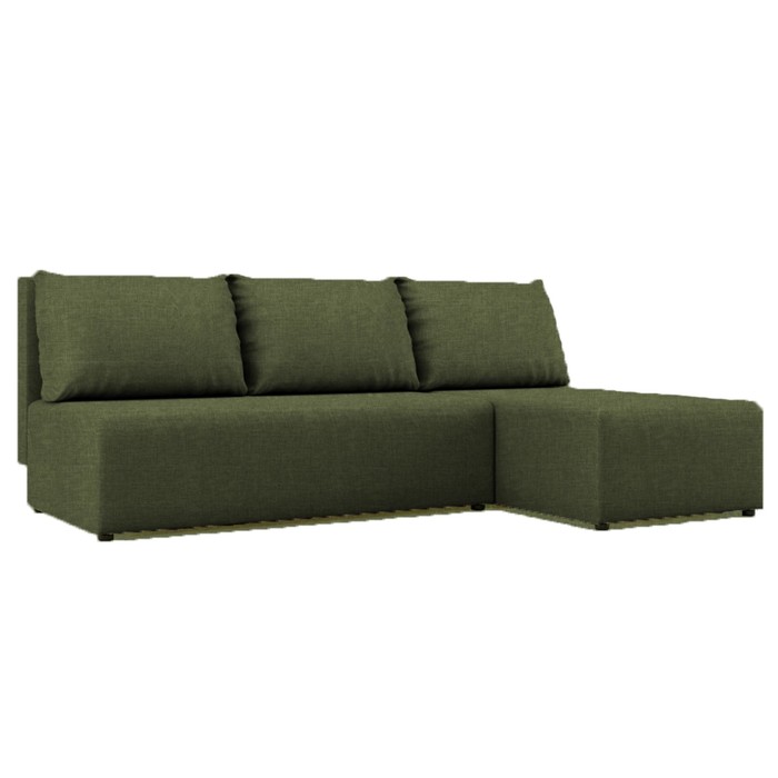Угловой диван "Алиса", бельевой ящик, еврокнижка, ткань Арбен, цвет савана грин