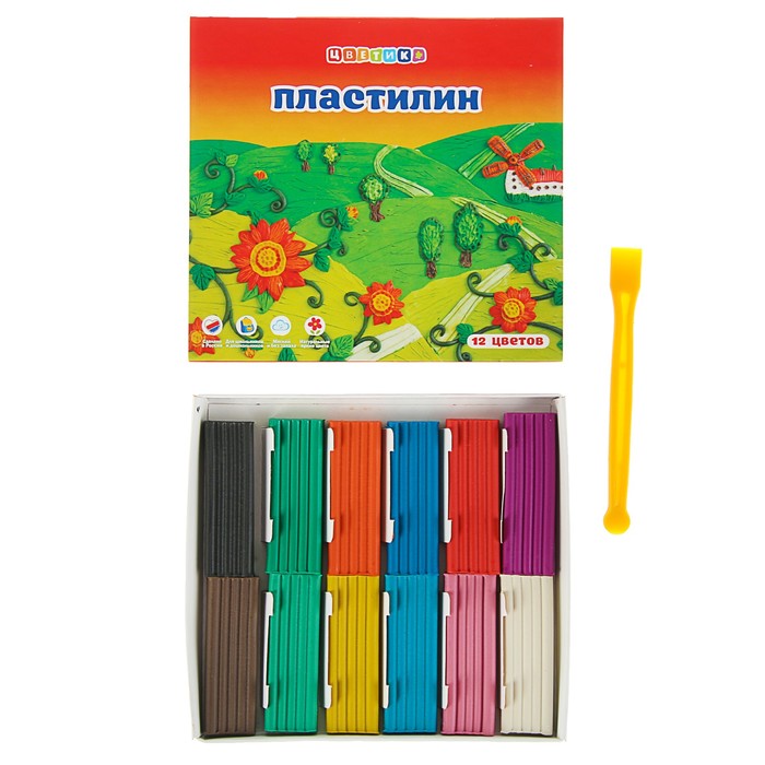Пластилин 12 цветов 240 г ЗКХ Цветик со стеком 3241467
