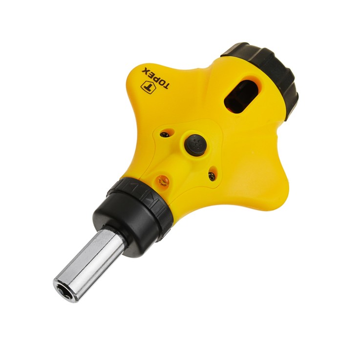 Отвертка с битами Topex, набор 8 шт., светодиод, реверс, кассета,